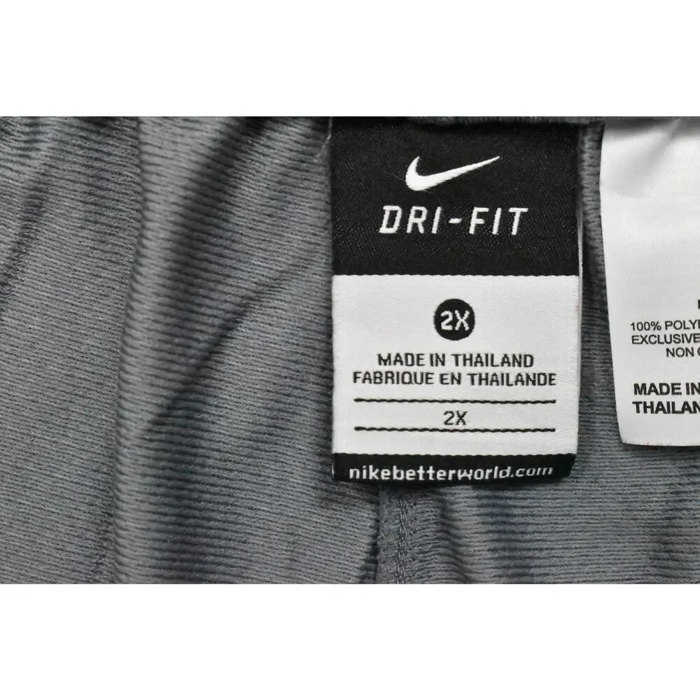 Nike Dri-Fit Women's 2X Gray Mesh Athletic Shorts Purple Trim Swoosh Logo